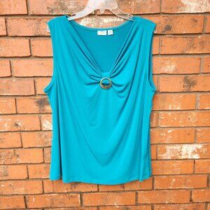 Cato Woman 18/20W Sleeveless Teal Top W/ Ring Detail